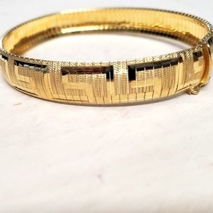 NWOT Gold Sterling Silver 925 Greek Key Herringbone Bracelet flexible unisex